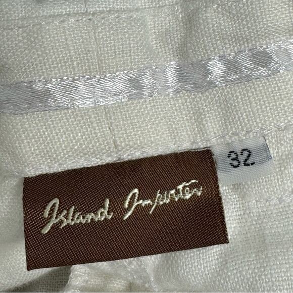 Linen Island Importer Pants White Unlined Tapped Leg Summer Minimalist - Picture 8 of 9